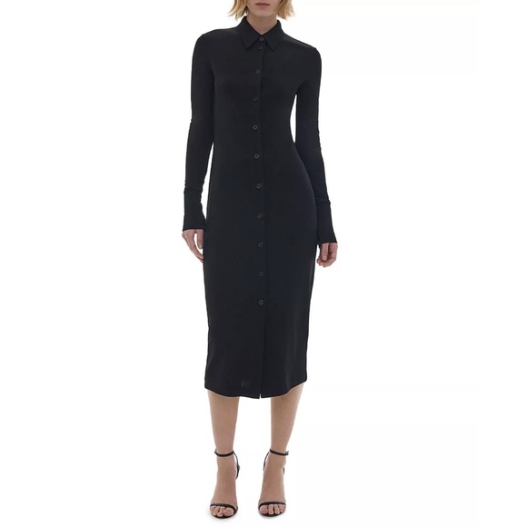 Helmut Lang Viscose Midi Shirt Dress Black Medium NWT - Picture 16 of 16